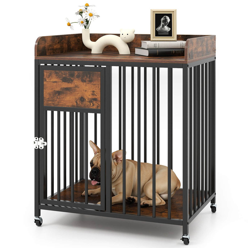 Tucker Murphy Pet™ Dog Crate Furniture with Wheels, Metal Frame ...